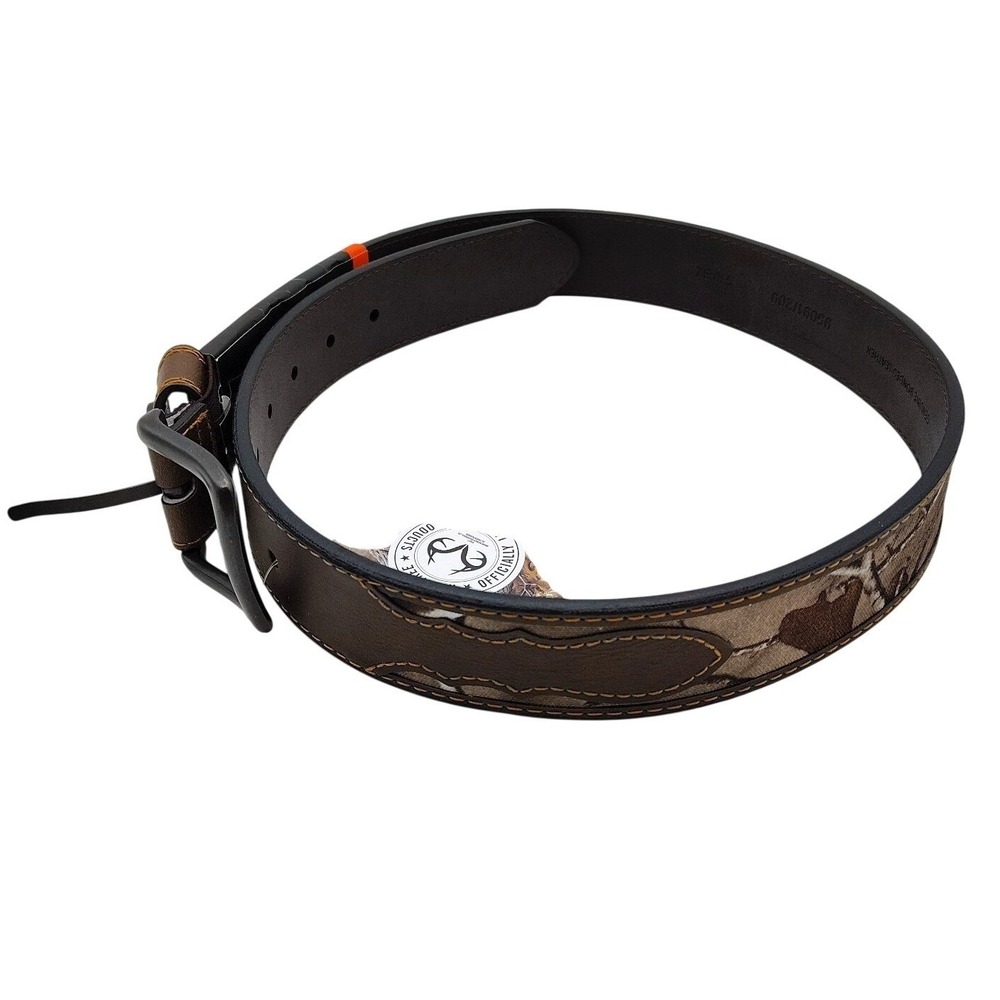 REALTREE Performance Stretch Belt Size Small Brown w/Camo Genuine Bonded Leather